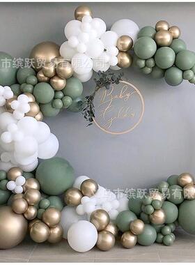 新款复古绿色白金乳胶气球套餐婚礼气球套餐儿童生日派对装饰用品