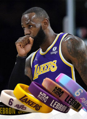 NBA手环湖人詹姆斯23签名夜光硅胶篮球腕带骑士勒布朗6号运动手环