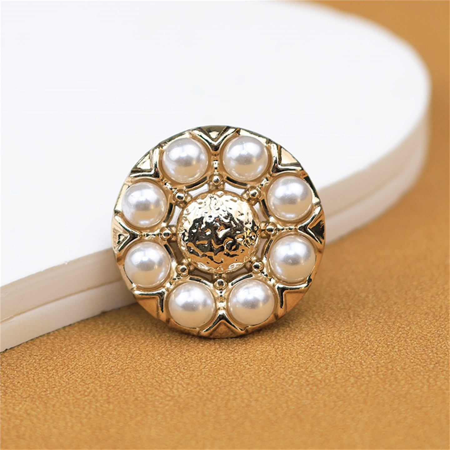 DHH小香风金色珍珠花型纽扣