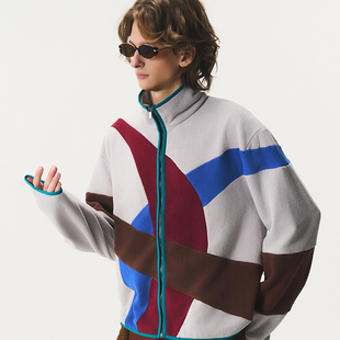 CNEW2025AW 复古几何摇粒绒拼接宽松夹克外套 无始之环