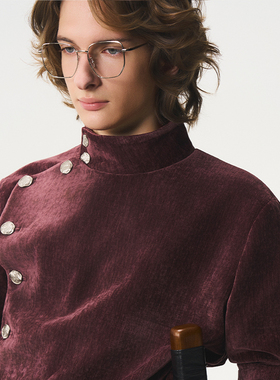 CNEW2025AW【珀西瓦尔】复古宫廷金属扣立领绒感剑道服夹克外套