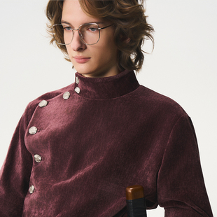 CNEW2025AW 复古宫廷金属扣立领绒感剑道服夹克外套 珀西瓦尔