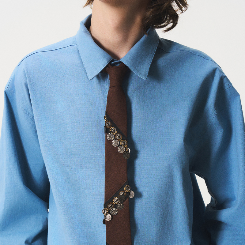 CNEW2026AW 棕色流苏民族感领带搭配