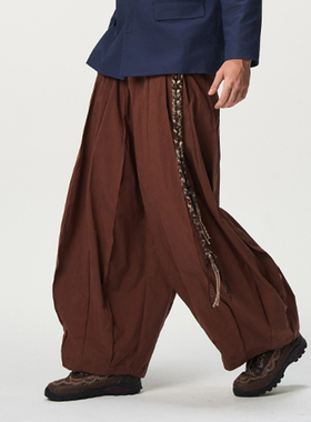 CNEW2025AW 檀棕  民族宽松自然主义 立裁立体版型设计感灯笼裤