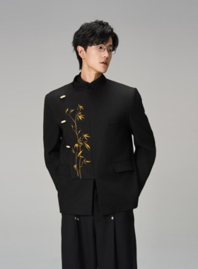 【梓渝】CNEW楚念贰问新中式金竹刺绣立领设计感西服外套男女同款