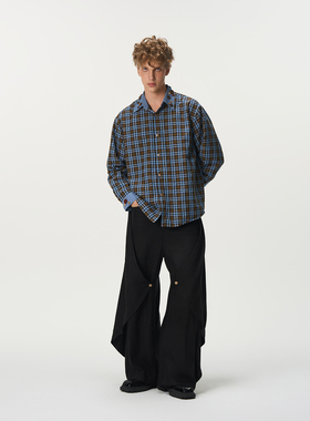 CNEW2025AW 纽扣收藏家 格纹拼接手针木扣remake衬衫男女款