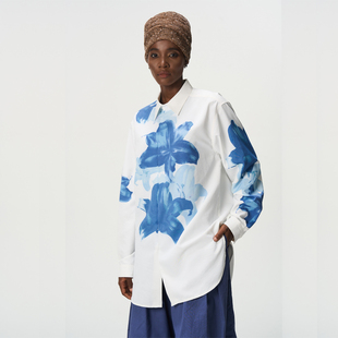 男女同款 衬衫 百合古法蓝晒晕染印花长袖 CNEW2025AW