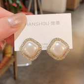 百搭个性 韩国珍珠耳钉女2025新款 爆款 网红银针耳环设计感小众耳饰