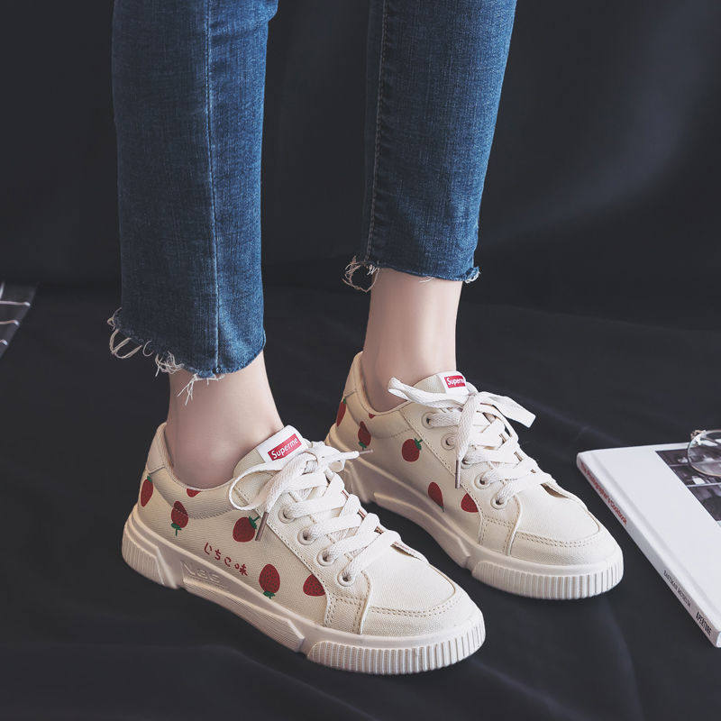 草莓板鞋网红小白鞋女2019春季新款女鞋韩版百搭平底学生帆布鞋女|msdalam kategori Kasut wanita, kasut kanvas - dari Buy2taobao.com untuk memberikan perkhidmatan ejen Taobao profesional membeli