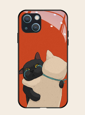 拥抱猫咪适用苹果13pro手机壳12max11钢化玻璃iphone硅胶xr7sx8/6