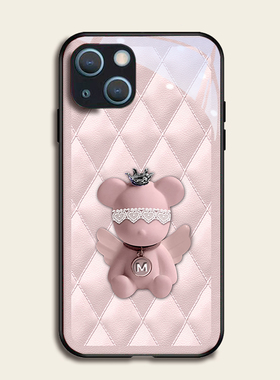 菱格天使熊适用苹果13pro手机壳12max11钢化玻璃iphone硅胶xr7sx8