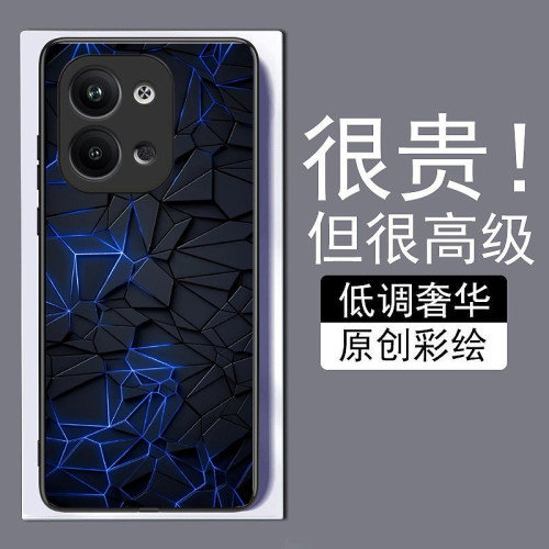 蓝色菱格适用opporeno9手机壳8pro+真我A976K10X新款7se钢化玻璃a73全包72防摔A57A1pro保护套r17简约GTneo
