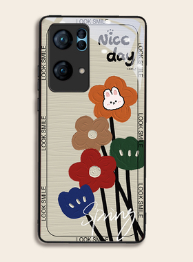 夏日花朵适用OPPOreno7pro+手机壳6/5硅胶96findR17钢化玻璃a7293