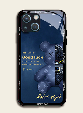 侧边机械熊适用苹果13pro手机壳12max11钢化玻璃iphone硅胶xr7sx8