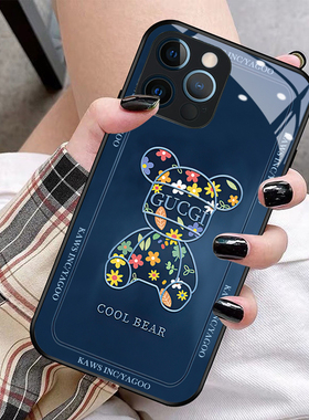 碎花GICI熊适用苹果13pro手机壳12max11钢化玻璃iphone硅胶xr7sx8