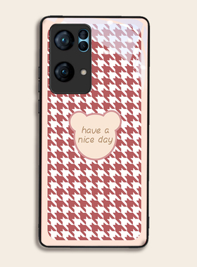 千鸟格小熊适用OPPOreno7pro+手机壳6/5硅胶96findR17钢化玻璃a72