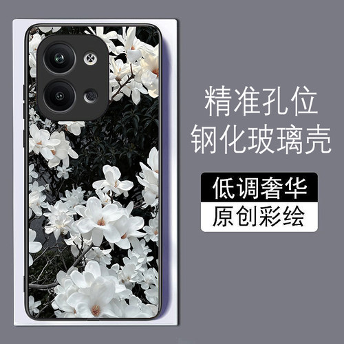 清新栀子花适用opporeno9手机壳8pro+真我A976K10X新款7se钢化玻璃a73全包72防摔A57A1pro保护套r17简约GTneo