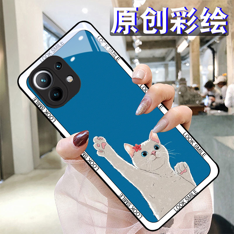 举手猫咪适用小米12pro手机壳11ultra10青春cc9红米note11+k5040s