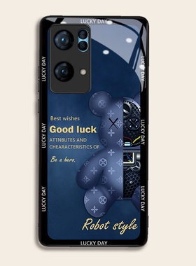 侧边机械熊适用OPPOreno7pro+手机壳6/5硅胶96findR17钢化玻璃a72