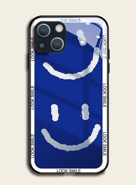 蓝色微笑适用苹果13pro手机壳12max11钢化玻璃iphone硅胶xr7sx865