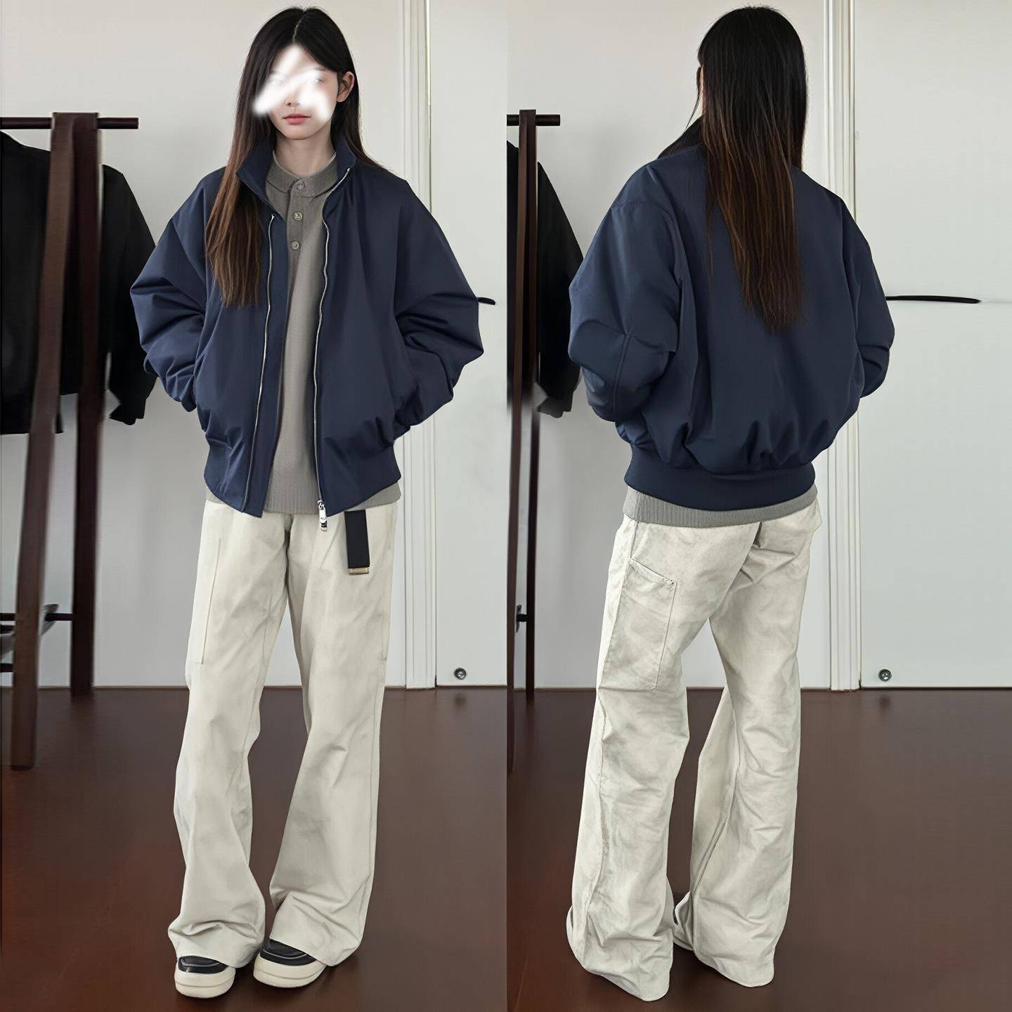 2025新款美式复古飞行员夹克秋冬季棉服棒球服夹棉外套女棉衣棉袄