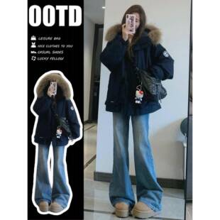 轻熟气质连帽工装 羽绒棉服女冬季 派克服韩系加厚棉衣外套 短款 美式