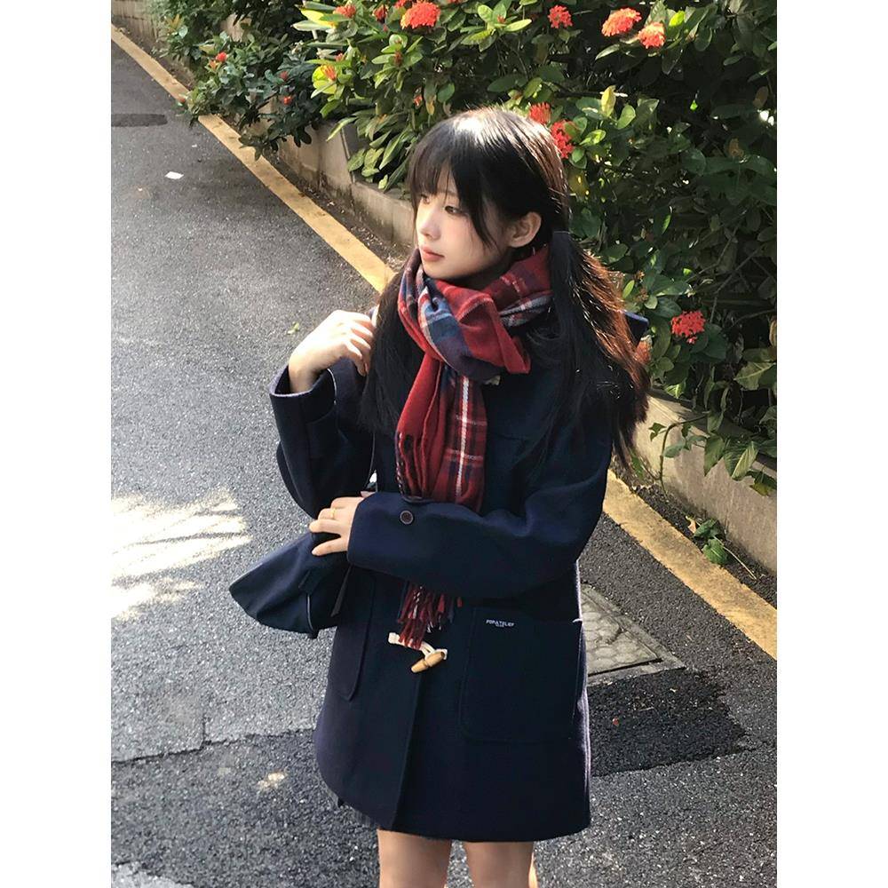 瑶艳兔Jk学校供应牛角扣外套女式延长加厚日式学院风秋冬羊毛外套