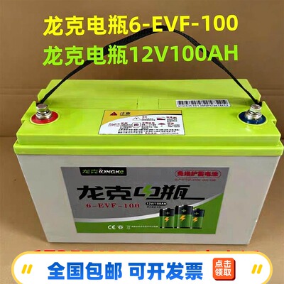 适用洗地扫地机专用免维护龙克蓄电池6-EVF-100 动力电瓶12V100AH