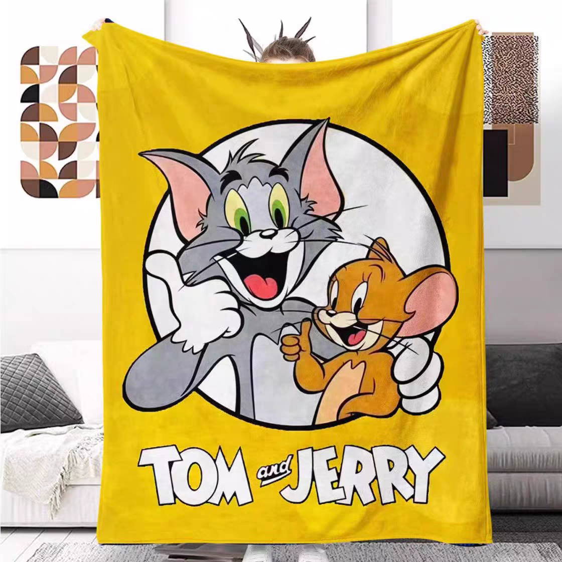 猫和老鼠法兰绒毛毯个性可爱毯子家用宿舍床上办公室沙发卡通盖毯