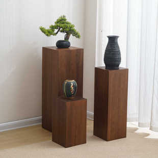 中式 饰柱子 复古风实木墩子摆件底座民宿酒店方形木桩展示台花架装