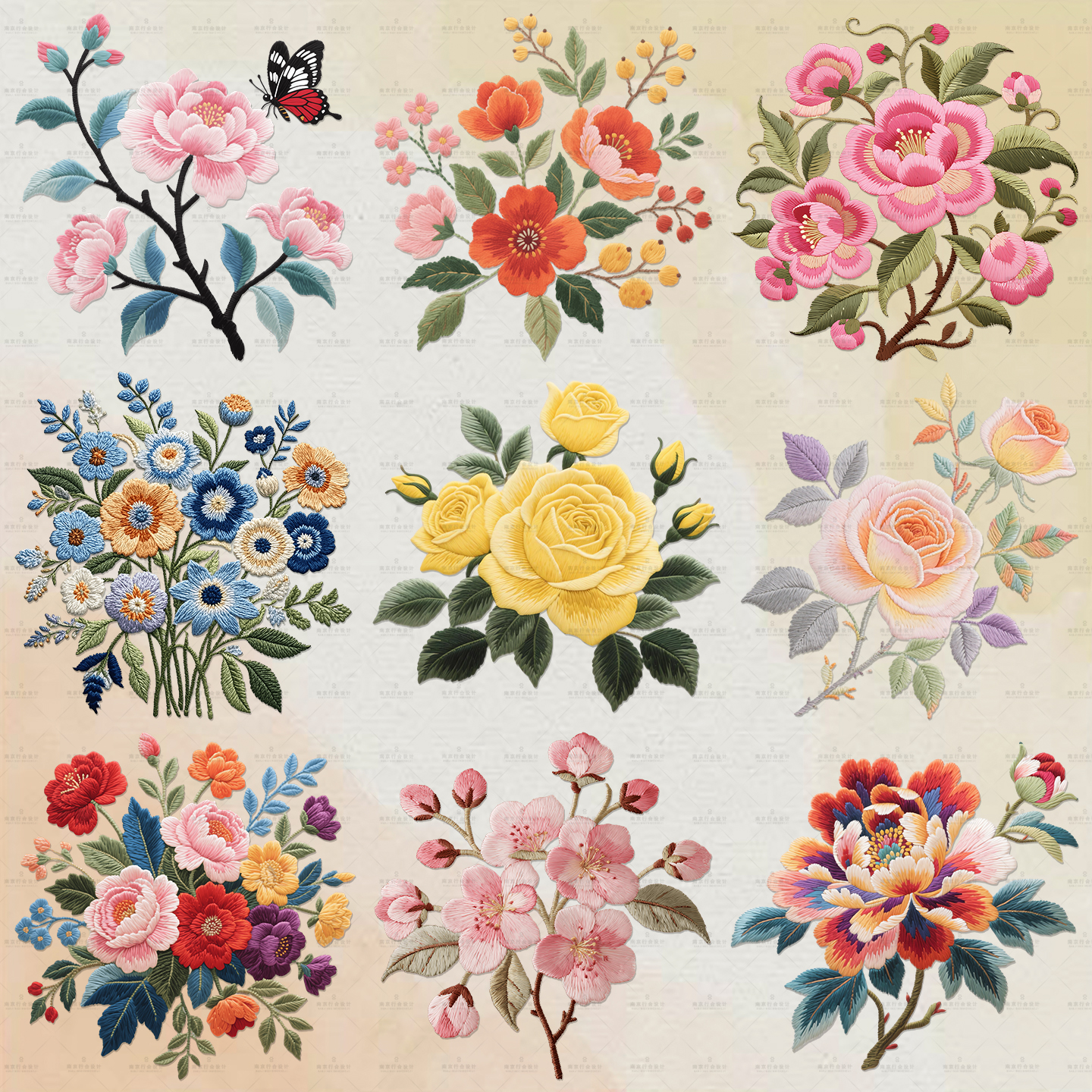 原创烫画国古风仿刺绣衣服印花贴服装包包装饰辅料热转印耐水洗