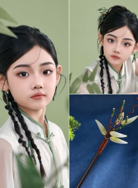 原创竹子竹叶发簪茶服配饰竹簪子