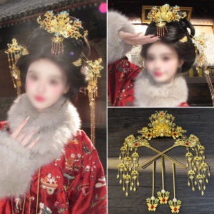 贵妃妆造古装明制汉服凤冠发簪贵女头饰流苏步摇宫廷发钗配饰