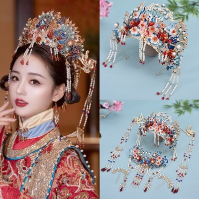 新娘中式明制女凤冠秀禾服头饰