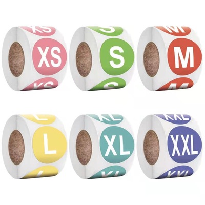 500张/卷帽子服装尺码贴纸圆形
