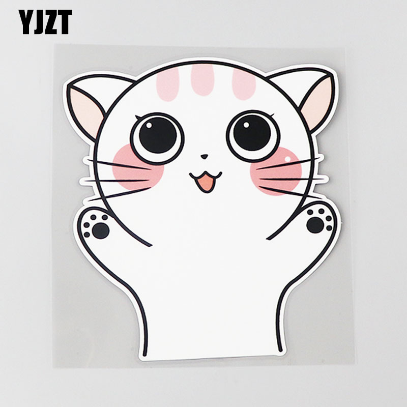 yjzt 汽车贴纸卡通猫咪圆脑袋创意个性装饰防水车贴 cs1050