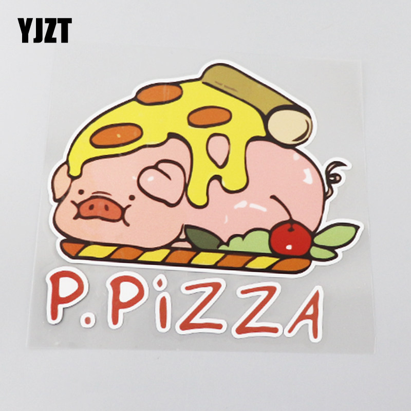 yjzt 创意pizza猪可爱少女美食日系汽车贴纸 个性趣味潮贴 cst613
