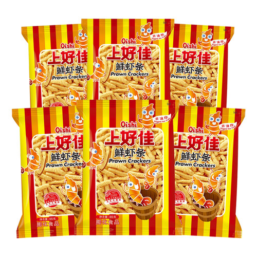 上好佳鲜虾条65g*6/12袋怀旧童年解馋聚会膨化零食办公休闲小吃品