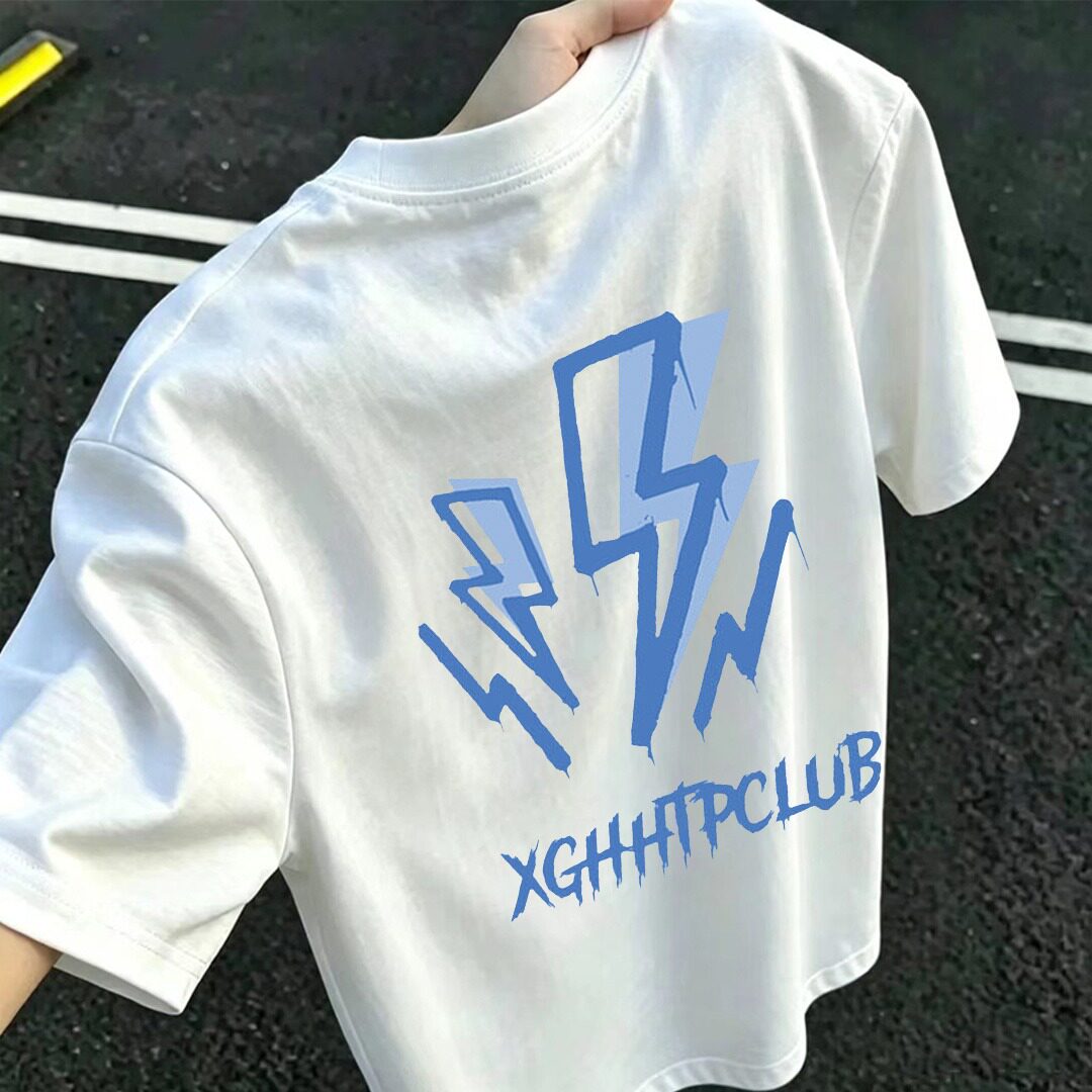 美式潮牌个性印花短袖T恤男女夏季街头宽松百搭休闲潮流韩版上衣