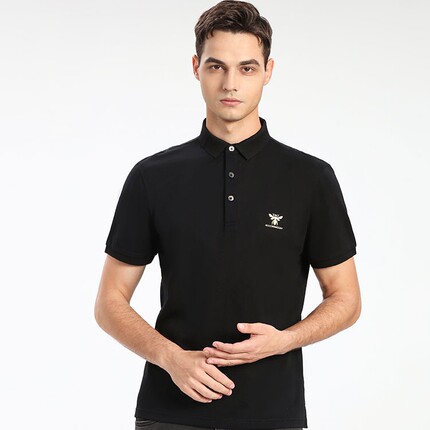 HW男装2025夏季奢侈品新款修身半袖金属图案短袖翻领休闲高端Polo