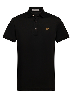 HELLEN&WOODY法国奢侈品男装夏季短袖秀珠简约修身翻领商务POLO男