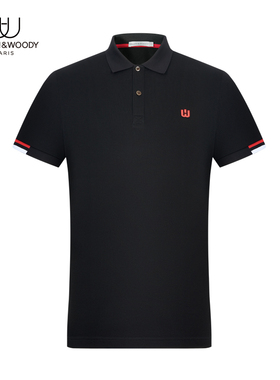 HELLEN&WOODY奢侈品T恤Polo衫2023春夏商务短袖男LOGO刺绣潮高端T