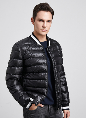 HELLEN&WOODY冬季奢侈品男装保暖轻薄棒球领休闲修身短款羽绒服