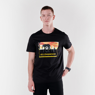 大印花T恤男短袖 修身 圆领 2023年丝光棉短袖 HELLEN&WOODY法国新款