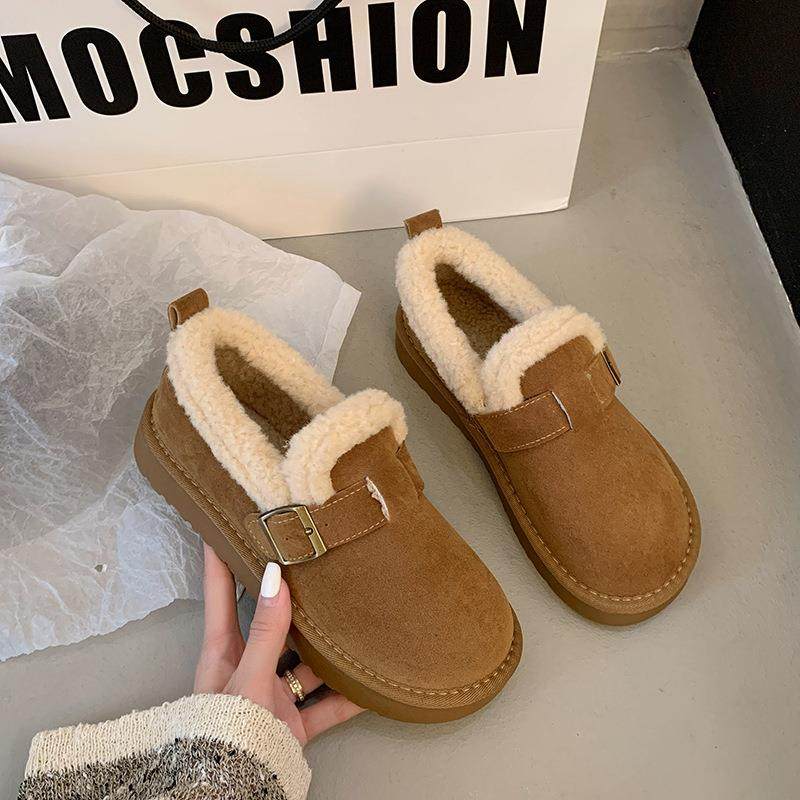 冬季厚底勃肯鞋女加绒2025新款豆豆鞋防滑保暖毛毛棉鞋平底面包鞋,女鞋,棉鞋,淘宝优惠券,粉丝福利购,淘宝优惠卷