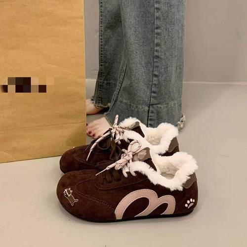 厚底加绒德训鞋女秋冬季百搭小众板鞋2025超火新款运动休闲二棉鞋