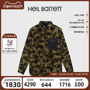 BARRETT 尼奥贝奈特2023秋冬新款 男式 外套 NEIL 迷彩长袖 羊毛衬衫