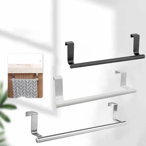 1pc-Towel Rack Over Door Towel Bar Hanging Holder Stainless