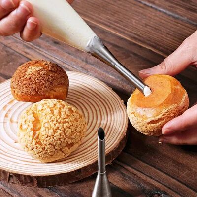 1PC Stainless Steel Puff Mouth Cake Puff Cream Flower Squeez