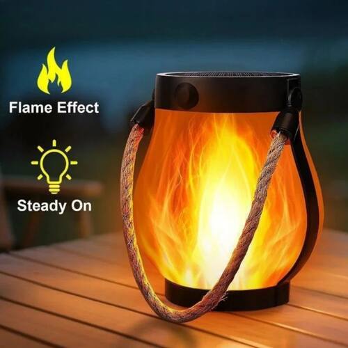 Solar Flickering Flame Lantern Hanging Outdoor with Rope Han